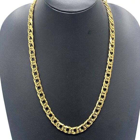 Double Link Chain Necklace Spring Ring Closure Gold Tone 24 Inches - Picture 1 of 5